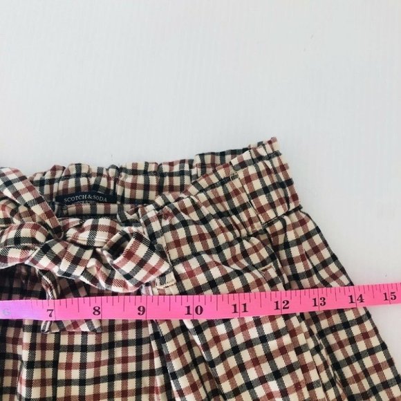 Scotch & Soda Belted Checked Pants Girls Size 12 With Waist Belt Tie - Picture 9 of 10